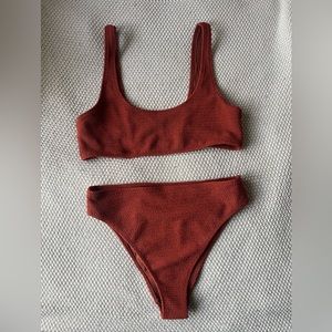 High waisted orange bikini